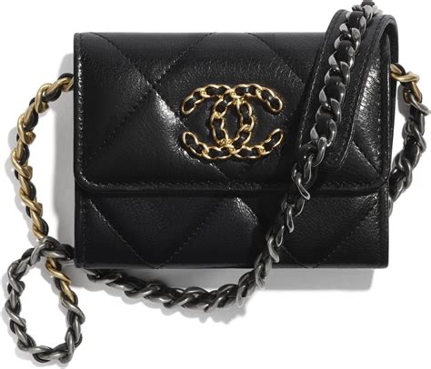 chanel black 2021 19 flap coin purse w/ chain|Chanel 2021 19 Flap Coin Purse w/ Chain .